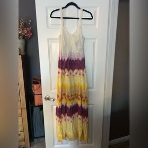 Diane Von Furstenberg Cream, Yellow and Purple Maxi Dress